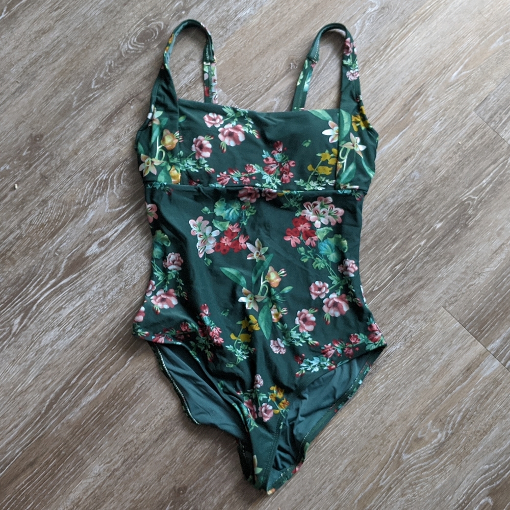 Emerald Green Floral Swimsuit